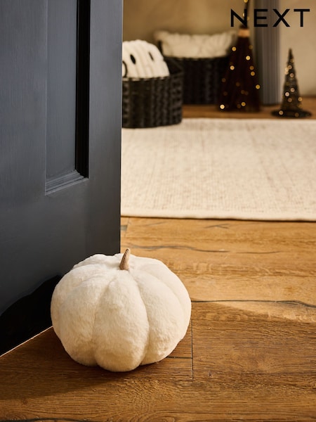 Natural Faux Fur Pumpkin Doorstop (AP9284) | €21