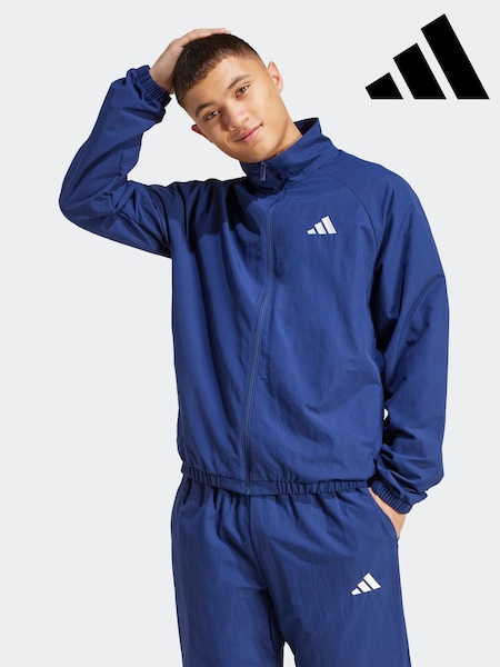 adidas Blue Small Essential Logo Windbreaker Jacket (AP9371) | AZN 125