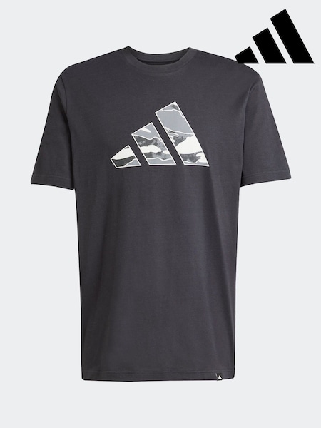 adidas Black Camo Logo Graphic Print 100% Cotton T-Shirt (AP9415) | R$ 195