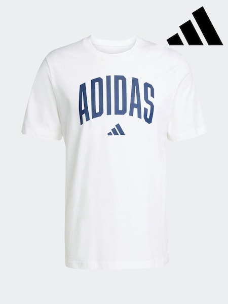 adidas White Collegiate Lineage Graphic Print 100% Cotton T-Shirt (AP9418) | R$ 195