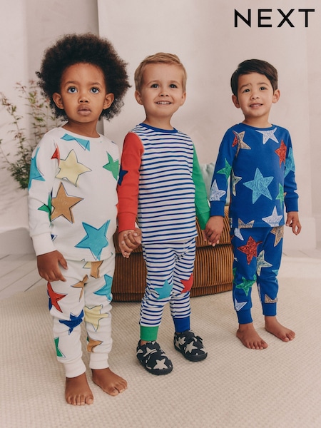 Multi Star Snuggle Pyjamas 3 Pack (9mths-10yrs) (AP9452) | 129 QAR - 158 QAR