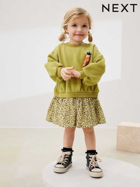 Green Carrot Mesh Skirt Sweat Dress (3mths-7yrs) (AP9461) | AED76 - AED97