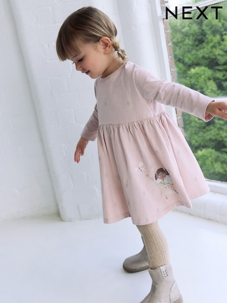 Pink Fairy Long Sleeve Embellished Dress (3mths-7yrs) (AP9464) | €12 - €15