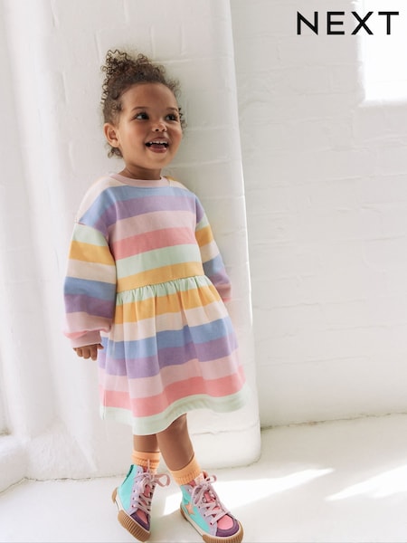 Rainbow Striped Sweat Dress (3mths-7yrs) (AP9471) | €13 - €15