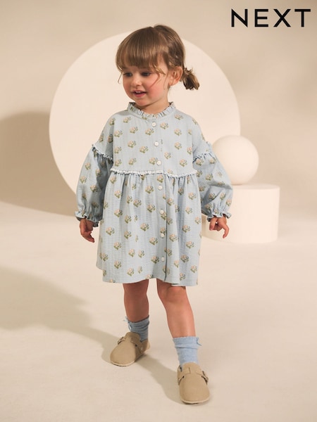 Blue Puff Sleeve Dress (3mths-7yrs) (AP9489) | €17 - €20