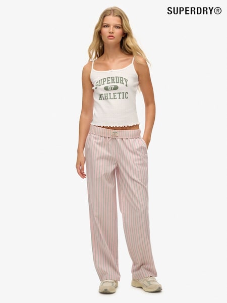 Superdry Pink Stripe Elastic 100% Cotton Trousers (AP9585) | kr627