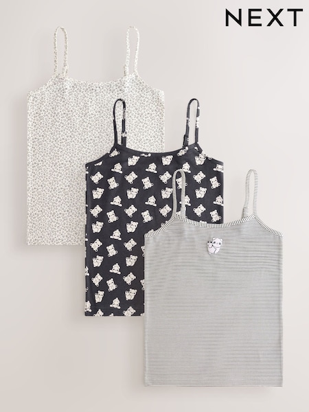 Panda Stripe Strappy Printed Cami Vests 3 Pack (1.5-16yrs) (AP9651) | €12 - €18
