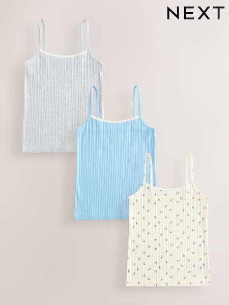 Ecru Bear Strappy Printed Cami Vests 3 Pack (1.5-16yrs) (AP9655) | €14 - €20