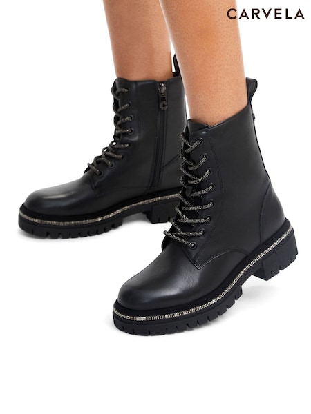 Carvela Dazzle Lace-Up Black Boots (AP9756) | € 295