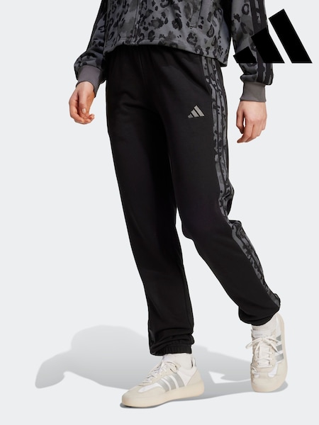 adidas Black Animal Print 3-Stripes Cuffed Joggers (AP9795) | AED221