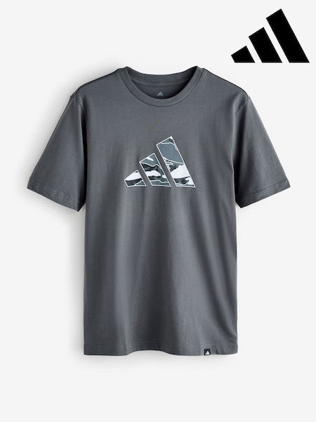 adidas Grey Camo Logo Graphic Print 100% Cotton T-Shirt (AP9813) | €25