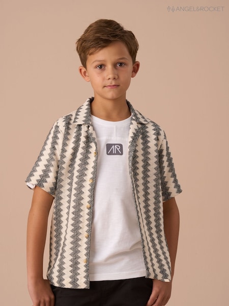 Angel & Rocket Black Cody Stone Stripe Knitted Shirt (AP9837) | AED119 - AED161