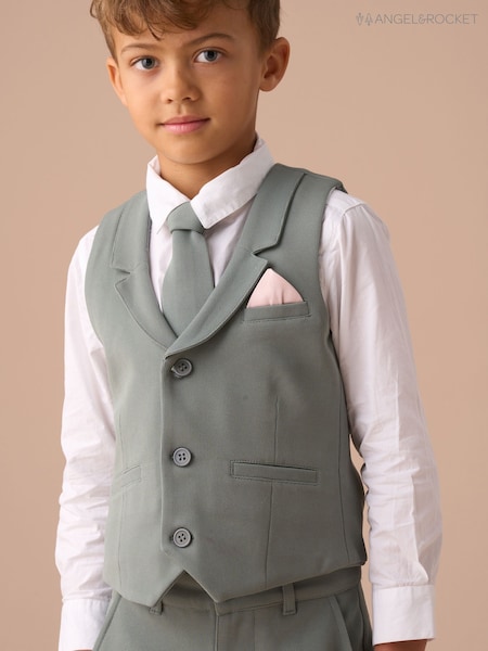 Angel & Rocket Green Benjamin Smart Textured Waistcoat Set (AP9844) | €54 - €64