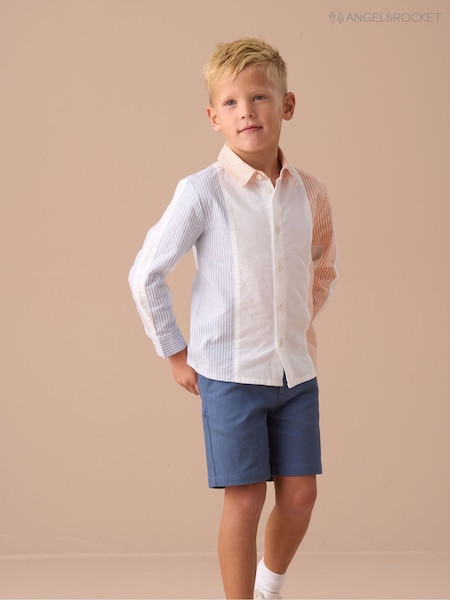 Blanc - Angel & Rocket Chase Orange Colour Block Smart 100% Cotton Shirt (AP9860) | 32 € - 38 €