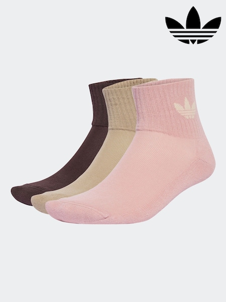 Rosa - adidas Originals Mid Ankle Socks 3 Pack (AP9897) | R$ 120