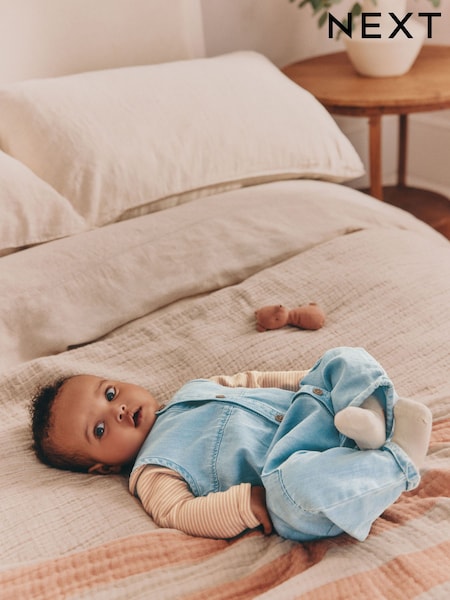Denim Blue Dungaree and Bodysuit Baby Set (0mths-2yrs) (AP9916) | €22.50 - €25