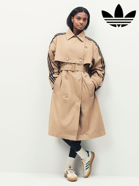 adidas Originals Brown 3-Stripes Twill Trenchcoat (AP9950) | €165