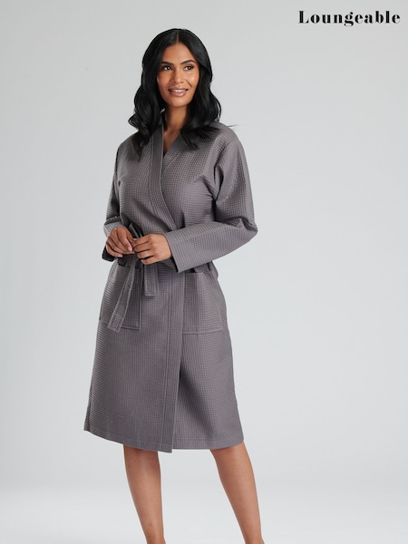 Loungeable Grey 100% Cotton Waffle Robe (AP9983) | ₪176