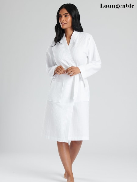 Blanco - Loungeable 100% Cotton Waffle Robe (AP9984) | 50 €
