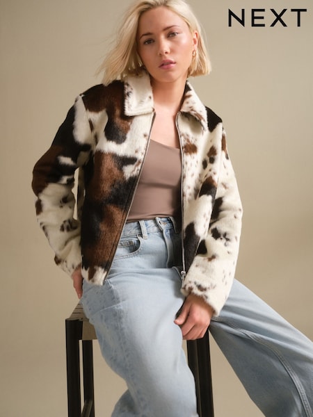 Cow Print Zip Through Jacket (AR0003) | R$ 655