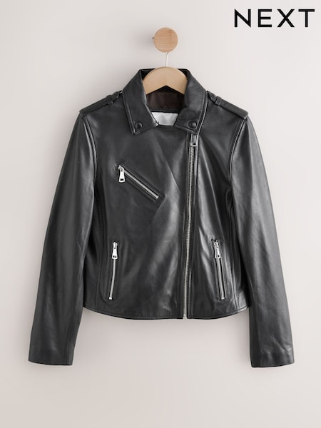 Black N. Real Leather Biker Jacket (AR0005) | €252