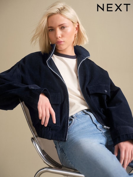 Navy Cord Bomber Jacket (AR0007) | R$ 505