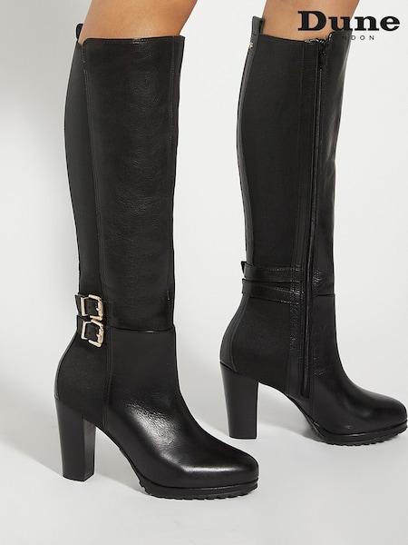 Dune London Black Sarissa Knee High Boots (AR0114) | €283