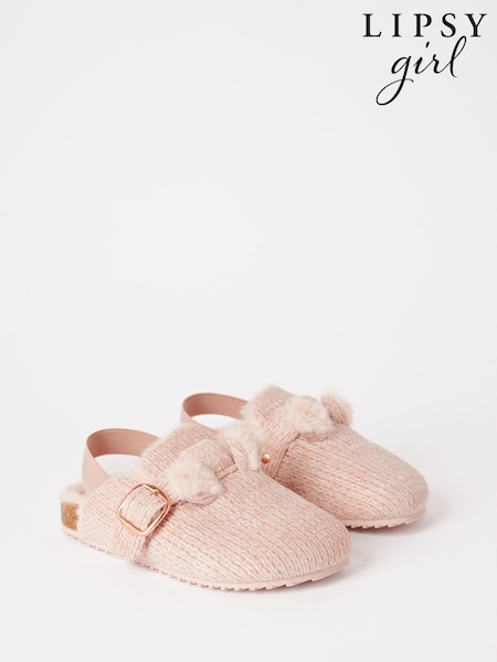 Lipsy Pink Slip On Footbed Buckle Slippers Clogs (AR0167) | ₪85 - ₪106