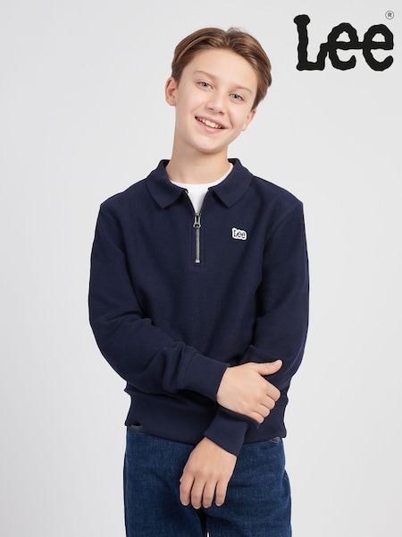 Lee Blue Boys Zip Collar 100% Cotton Sweatshirt (AR0215) | AED233 - AED280