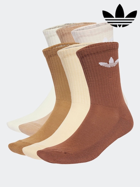 adidas Originals Brown Light Trefoil Crew Socks 6 Pack (AR0229) | R$ 195