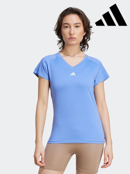 adidas Blue Aeroready Train Essentials Minimal Branding V-Neck T-Shirt (AR0236) | €25