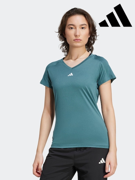 adidas Green Aeroready Train Essentials Minimal Branding V-Neck T-Shirt (AR0237) | €25