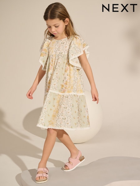 Yellow Printed Ruffle Summer Dress (3-16yrs) (AR0264) | €24 - €30