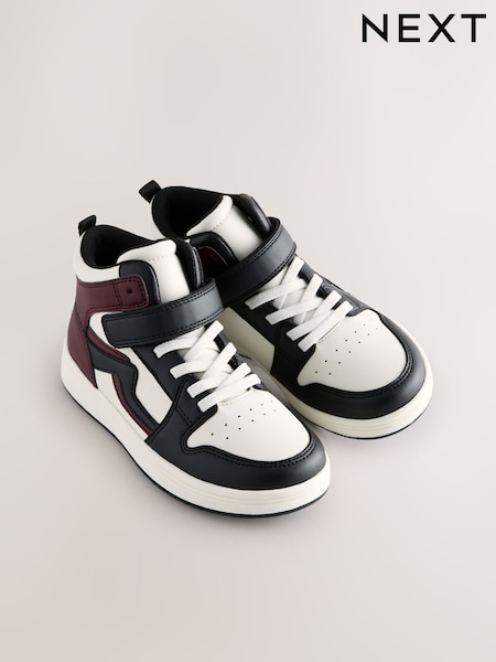 Black/Burgundy Standard Fit (F) Elastic Lace High Top Trainers (AR0266) | €38 - €48