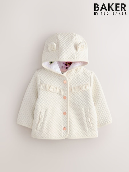 Cream - Baker by Ted Baker Lurex Quilted Hooded Jacket (AR0466) | 238 LEI - 261 LEI