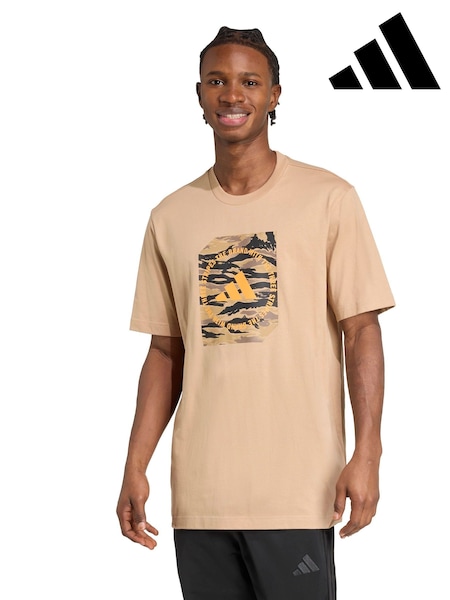 adidas Brown Camo Shape Graphic T-Shirt (AR0470) | AED116