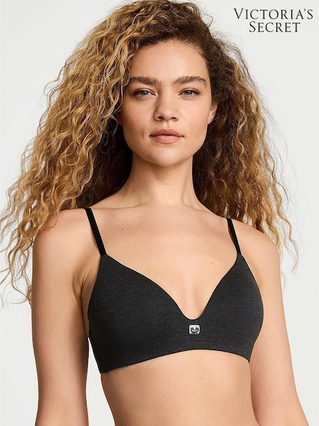 Victoria's Secret Black Heather Non Wired Lightly Lined Cotton Logo Bra (AR0524) | €40