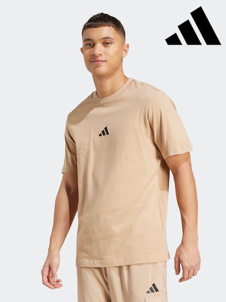 adidas Brown Small Essentials Logo Single Jersey T-Shirt (AR0543) | AED116