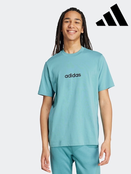 أخضر أزرق - adidas Single Essentials Linear 100% Cotton Jersey T-Shirt (AR0560) | ‏87 د.إ.‏