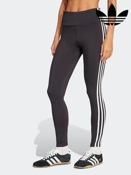 Preto - adidas Originals Adicolour 3-Stripes Cotton Leggings (AR0574) | R$ 295