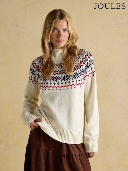 Joules Alba Cream Fairisle High Neck Cotton-Blend Jumper (AR0687) | R$ 680