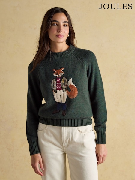 Joules Jonty Green Crew Neck Intarsia Jumper (AR0691) | € 81