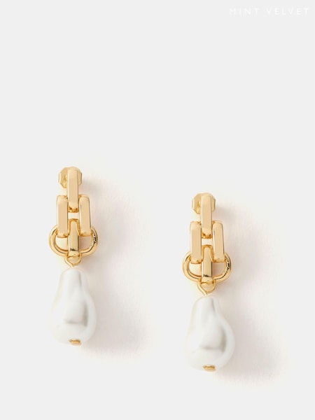 Mint Velvet Gold Tone Pearl Drop Earrings (AR0702) | AED146