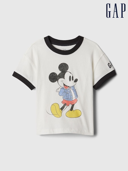 Gap White Mickey Mouse Disney Short Sleeve Graphic T-Shirt (6mths-5yrs) (AR0750) | €23