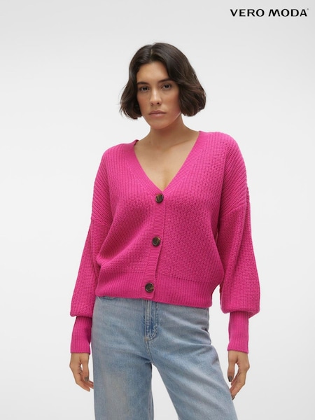 VERO MODA Pink Button Down Knitted Cardigan (AR0757) | AED73