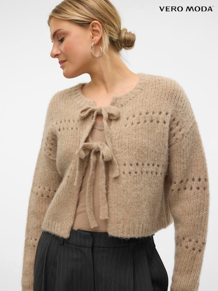 VERO MODA Long Sleeve Tie Front Bow Detail Knitted Cardigan (AR0843) | € 37