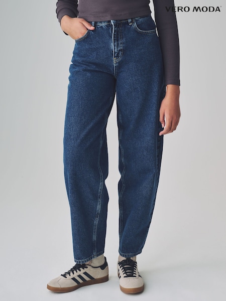 VERO MODA Blue Barrel Fit 100% Cotton High Waisted Jeans (AR0852) | €74