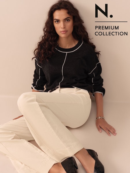Mit Anthrazit abgesetzt - 100% Lambswool N.Premium Crew Neck Jumper (AR1085) | 61 €