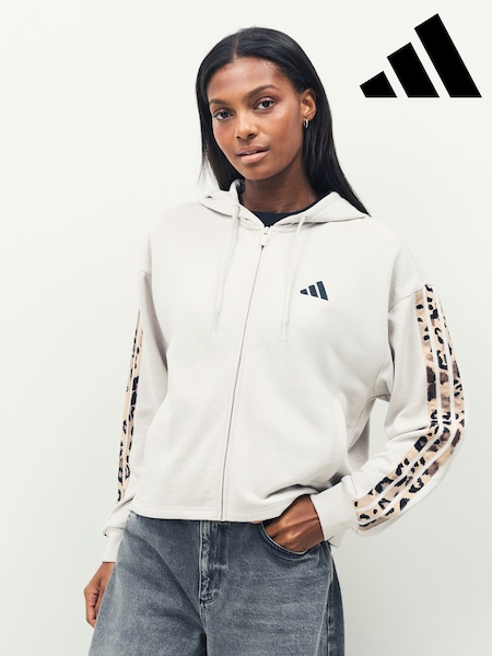 adidas Grey All-Over Print French Terry Full Zip Hoodie (AR1277) | AED291