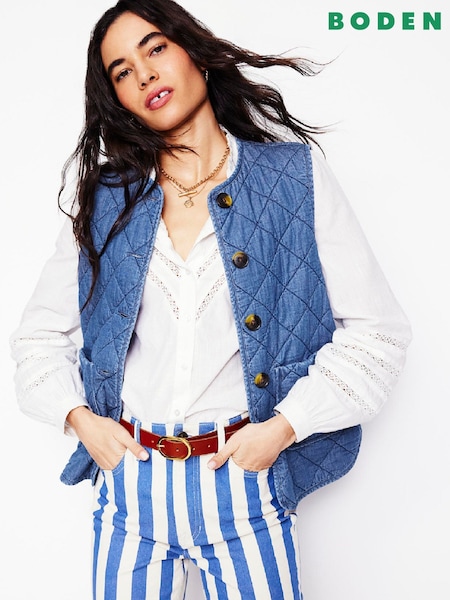 Boden Denim Quilted 100% Cotton Gilet (AR1342) | €152
